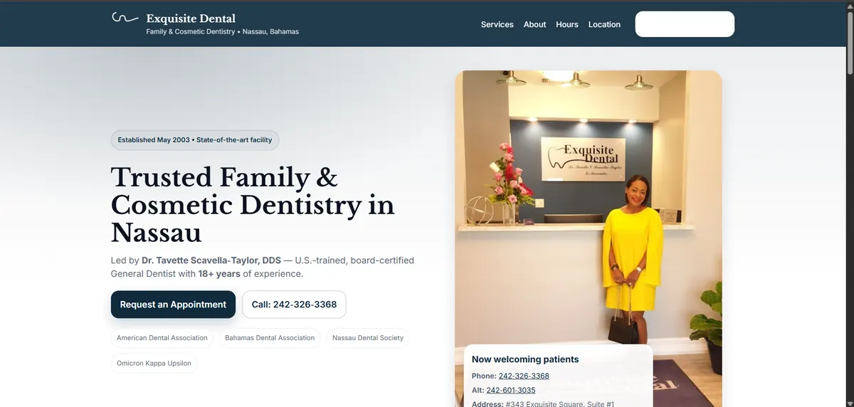 Exquisite Dental before redesign